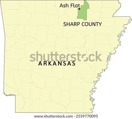 Sharp County and city of Ash Flat location on Arkansas state map