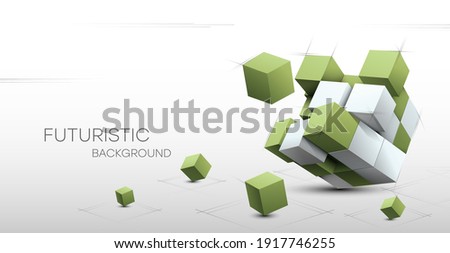 3D Abstract background with cubes. Volumetric abstract background, connection from geometric cubes. Science and technology. Internet communications. Vector illustration.