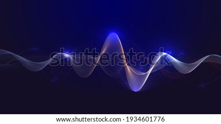 Abstract technology background with equalizer light effect. Visualization of sound waves.
