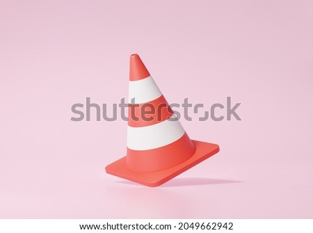 3D red traffic cones icon on pink background. accident prevention concept. Cartoon minimal cute smooth. 3d render illustration  Foto stock © 