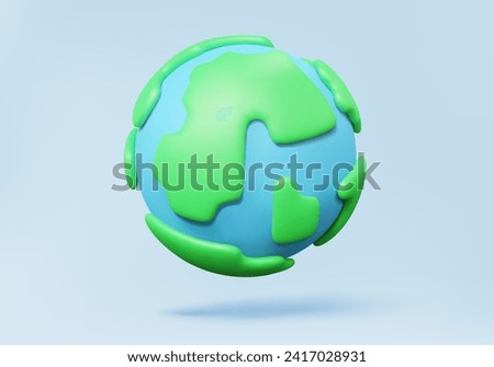 Globe icon floating on sky blue background. 3D vector location transport earth cyber security worldwide protection concept. logistic tourism map. minimal cartoon elements. 3d render illustration.