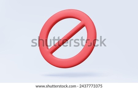 Red forbidden icon 3D isolated on pastel background. danger, safety, prohibition, warning public zone, cartoon minimal style concept. Eps 10 vector. 3d render illustration