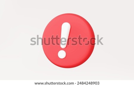 3D vector Red circle alert danger warning notice icon symbol isolated on pastel background. signal caution object emergency error problem important safety concept. 3d render illustration. element