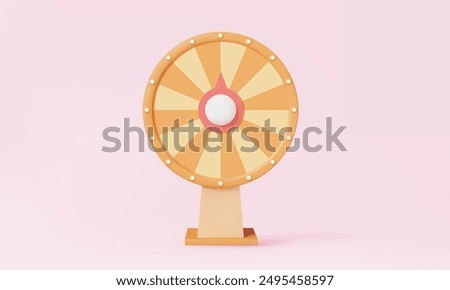 3D vector fortune spin wheel icon rotation luck event isolated on pink background. Business online promotion marketing activity game sell product entertainment risk. Eps 10 vector. 3d illustration.