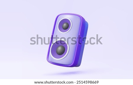 3D speaker icon loudspeaker sound musical on isolated pastel background. device concert subwoofer portable entertainment minimal cartoon. Eps 10 vector. 3d render illustration. elements