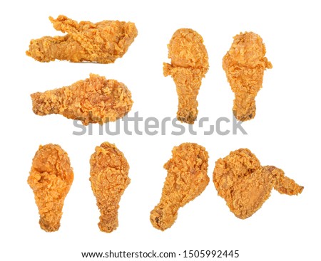 Set of fried chicken isolated on white background.