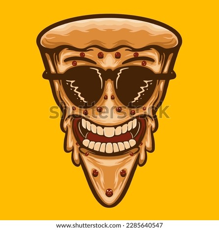 Illustration vector graphic of DELICIOUS GRILLED PIZZA suitable for logo product also for design merchandise

