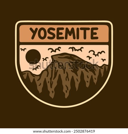 Illustration vector graphic of YOSEMITE NATIONAL PARK BADGE LOGO for apparel design merchandise, such as logos on product packaging