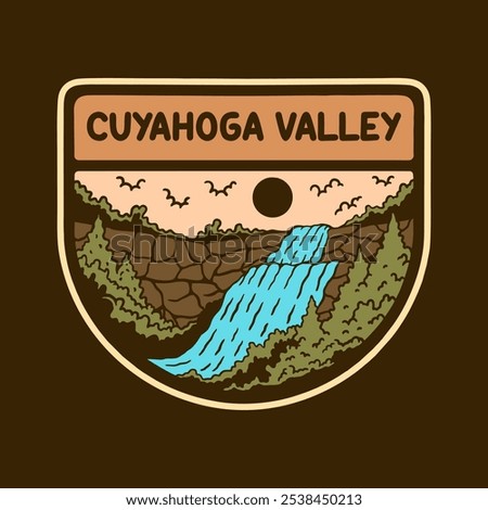 Illustration vector graphic of CUYAHOGA VALLEY NATIONAL PARK BADGE LOGO DESIGN VECTOR ILLUSTRATION for apparel design merchandise, such as logos on product packaging