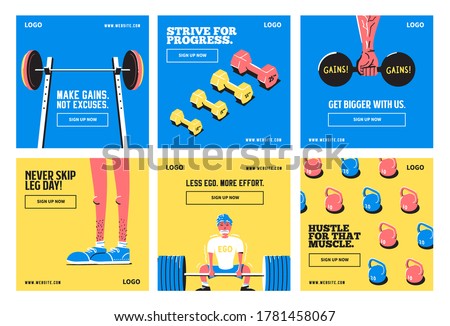 Fitness gym social media post collection template