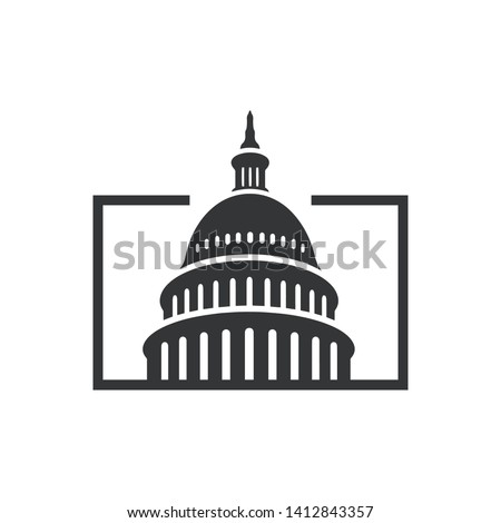 Black and white Capitol logo design illustrations. Iconic Premium Government Vector icon.
Landmark graphic creative sign.