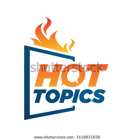 hot topics Logo background hot news designs vector with fire element symbol icon