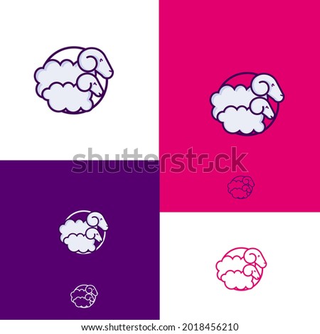 creative lamb sheep logo design vector illustration isolated on white background