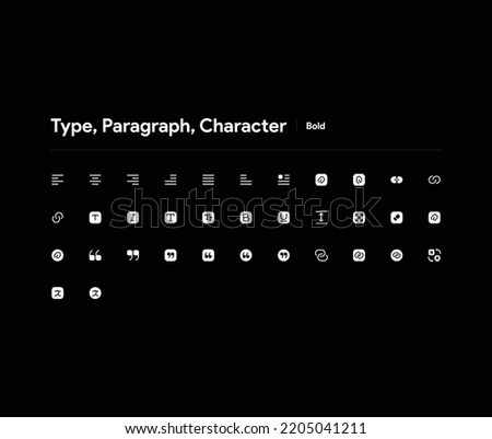 Icon Set Paragraph, Fonts, Text, Chats, Characters
