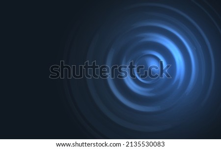 Water ripple effect on dark blue background. Circular wave top view. Vector illustration of a surface that resonates from impact
