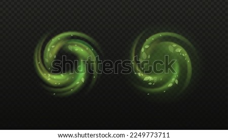 Air fresh effect with mint leaves. Green vortex flow to impart a menthol, organic, herbal aroma. Wind swirls as an element for cleaners, fresheners and spring and summer concepts. Vector