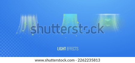 Fresh air flow set of vector elements. Abstract light effect blowing from an air conditioner, purifier or humidifier. Dynamic blurred wave motion with mint leaves, concept of freshness of smell