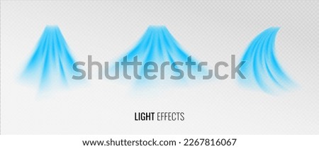Air flow set of vector elements on a white background. Abstract light effect blowing from an air conditioner, purifier or humidifier. Dynamic blurred flow motion