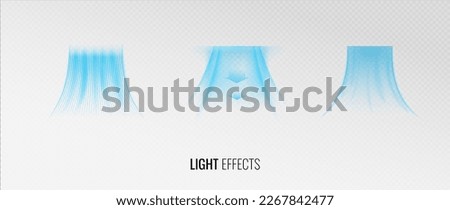 Air flow set of vector elements on a white background. Abstract light effect blowing from an air conditioner, purifier or humidifier. Dynamic blurred flow motion