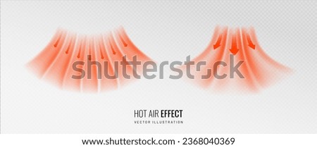 Hot air flow effect icon on transparent background. Warm air element for heater. Gradient curve line - vector illustration.