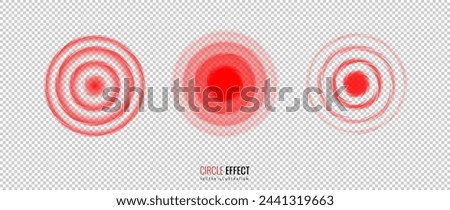 Pain effect icon on a transparent background. Red circular pulsation as a symbol of an alarm is a design element. Vector illustration