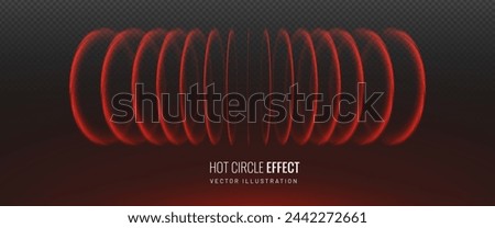 Circular red spiral on a transparent background. Induction hob effect heating element for design. Vector illustration