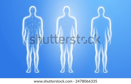 Human protective shield and aura energy vibration. Set force field barrier human body - light effect