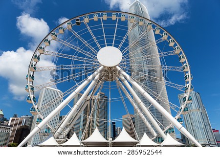 Hong Kong - June 4 2015: The Hong Kong Observation Wheel at the New Central Harborfront, Central District, Hong Kong.