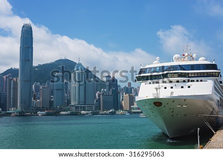 Hong Kong, Hong Kong SAR, China - September 6, 2015 : Star Cruises Superstar Virgo docked at Ocean Terminal, Star Cruises is the third largest cruise line in the world.