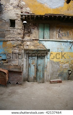 typical apartment living with desert buried door egypt old islamic cairo