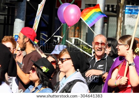BRISBANE, AUSTRALIA - AUGUST 8 2015:Street marchers at Marriage Equality Rally August 8, 2015 in Brisbane, Australia