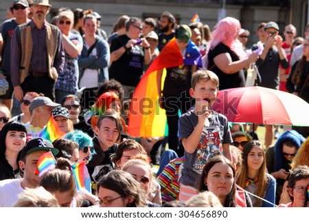 BRISBANE, AUSTRALIA - AUGUST 8 2015: Marriage Equality Rally August 8, 2015 in Brisbane, Australia