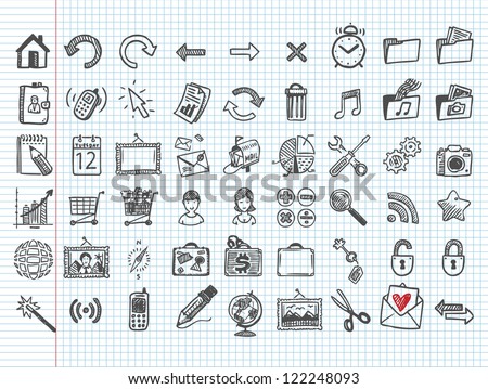 set of 54 doodle icons