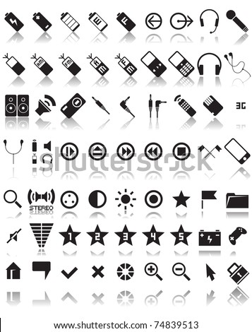 set of 63 media and web icons