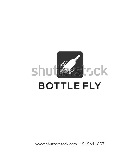 bottle beer fly logo design inspiration - vector