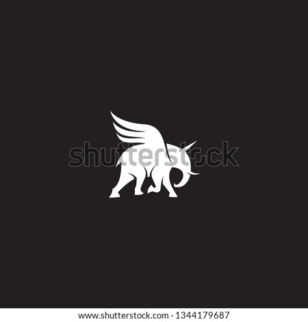 Elephant Wings Fly. Black Background.