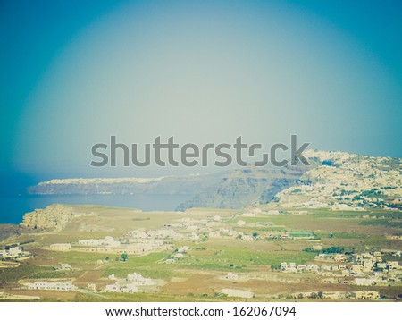 Fira capital of the Greek Aegean island Santorini vintage looking