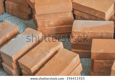 Bricks in a building site for construction works