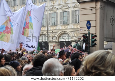 TURIN, ITALY - FEBRUARY 13: Italian women rally called \