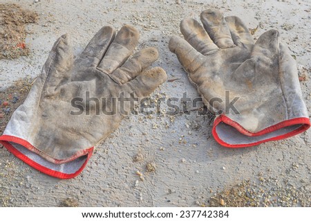 Old gloves in a construction site