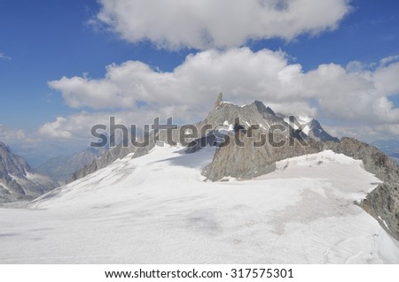 Mont Blanc aka Monte Bianco meaning White Mountain is the highest mountain in the Alps and the highest peak in Western Europe