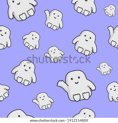 Cute seamless pattern with character Adipose from Doctor Who Series.