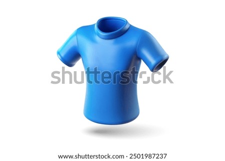 Blue shirt isolated on white. Realistic 3d render creative icon.