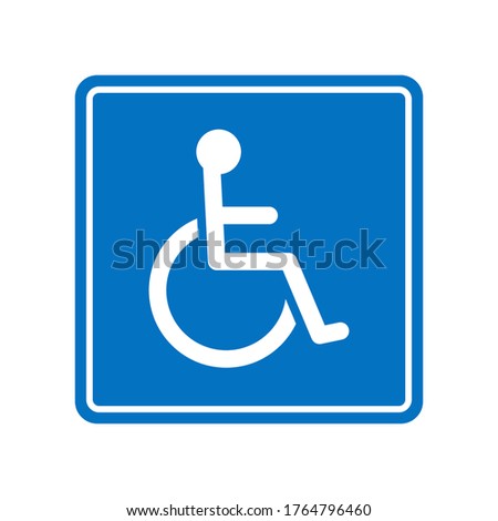 Wheelchair icon vector, handicapped or accessibility parking or access sign flat blue vector icon for apps and print. disabled person symbol