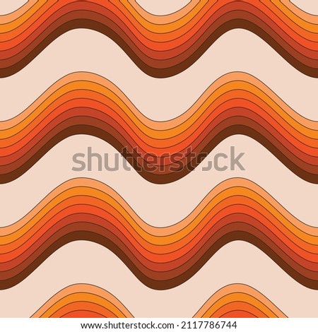 Retro Fun Funky 70s Curvy Stripe Psychedelic Colorful Seamless Background Pattern Repeat