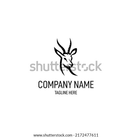 Africa Springbok Head Black Outline Graphic Vector Design Logo