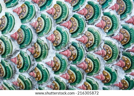 Thai pattern, green and red scale of dragon