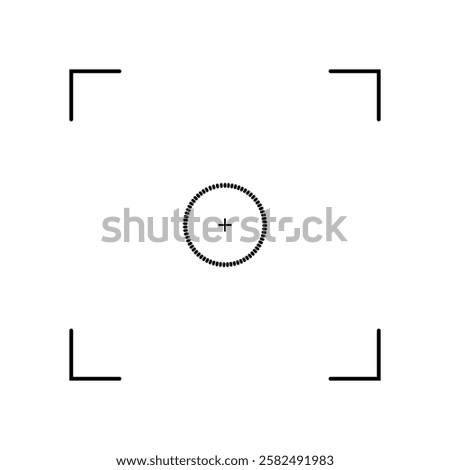 Camera circle focus target vector. Photo camera viewfinder screen. Flat style vector illustration editable isolated design.