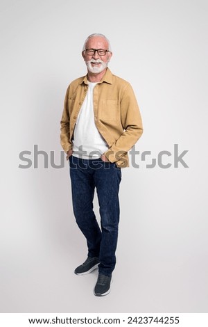 Similar – Image, Stock Photo Elderly man standing on balcony