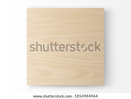 Top view of square wood stage podium product white background 3d vector illustration. Wooden podium for product background showcase advertising.